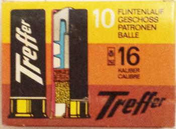 Flintenpatronen Kal. 16/70 Treffer (Schönebeck) 10er Pack. (EWB)