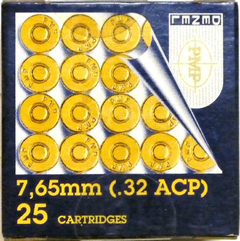 Cal. 7,65 mm Browning (.32ACP) PMP,4,86 g (75 gr) Vollmantel, 25 er Pack (EWB)